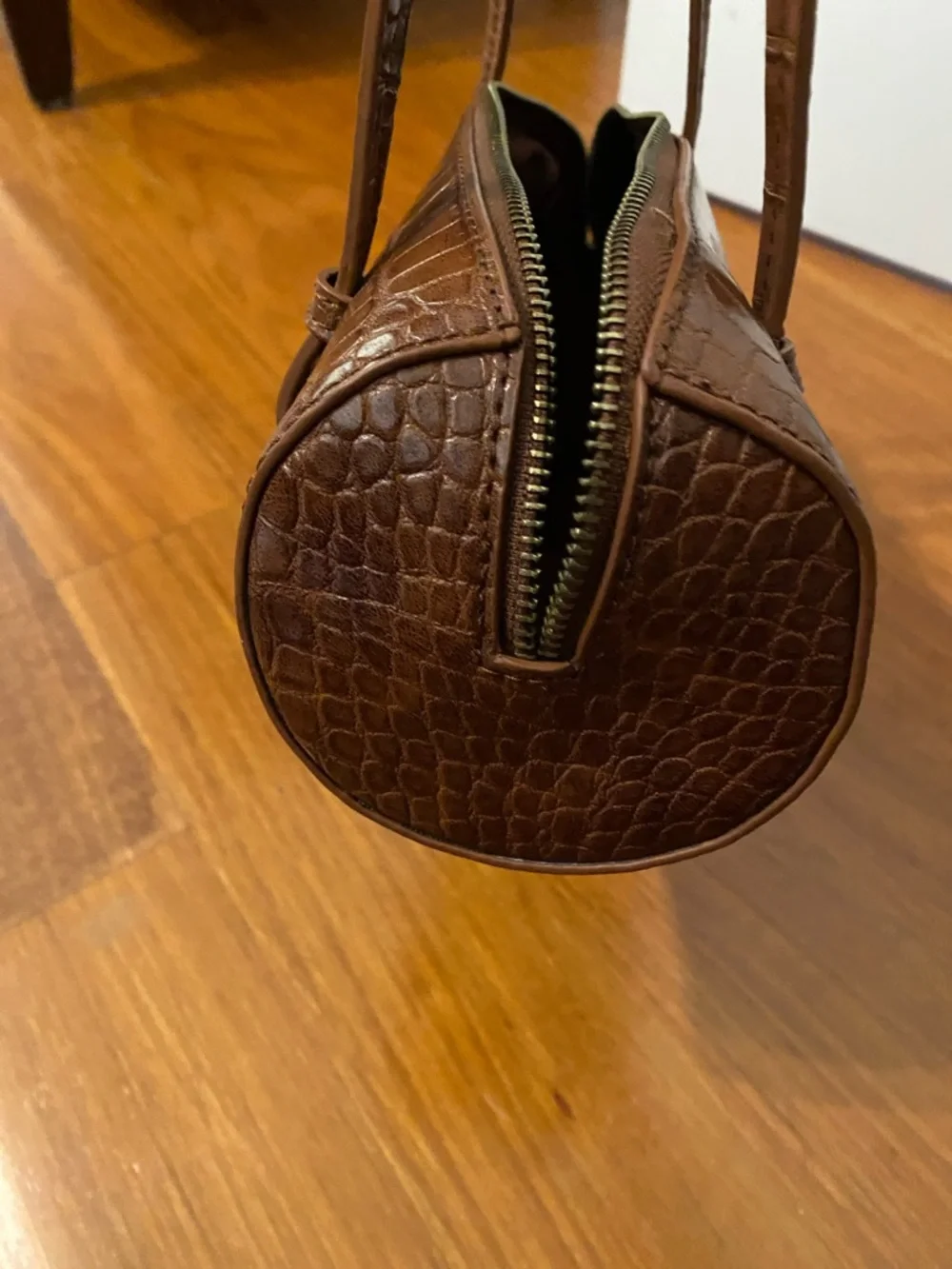 Anthropologie Croc-Embossed Mini Barrel Bag - Picture 5 of 9